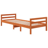 Bed frame without mattress brown wax 90x200 cm solid pine wood