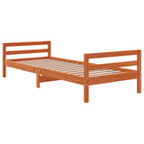 Bed frame without mattress brown wax 90x200 cm solid pine wood