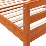 Bed frame without mattress brown wax 90x200 cm solid pine wood