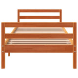 Bed frame without mattress brown wax 80x200 cm solid pine wood