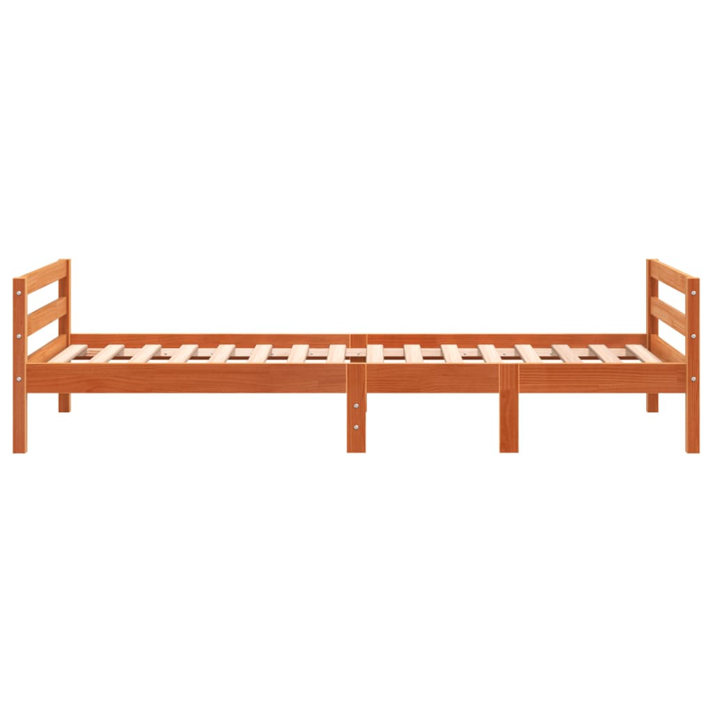 Bed frame without mattress brown wax 80x200 cm solid pine wood