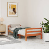 Bed frame without mattress brown wax 80x200 cm solid pine wood