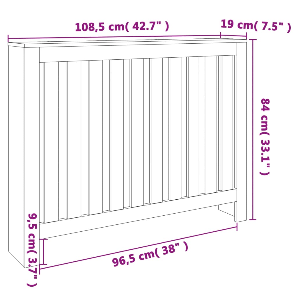 Cache-radiateur cire marron 108,5x19x84 cm bois massif de pin