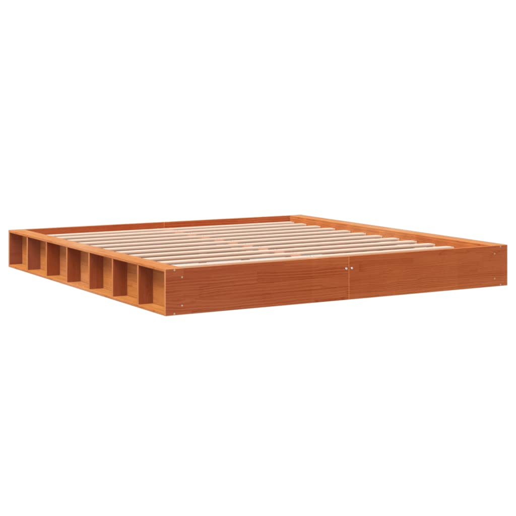 Cadre de lit sans matelas cire marron 180x200cm bois pin massif