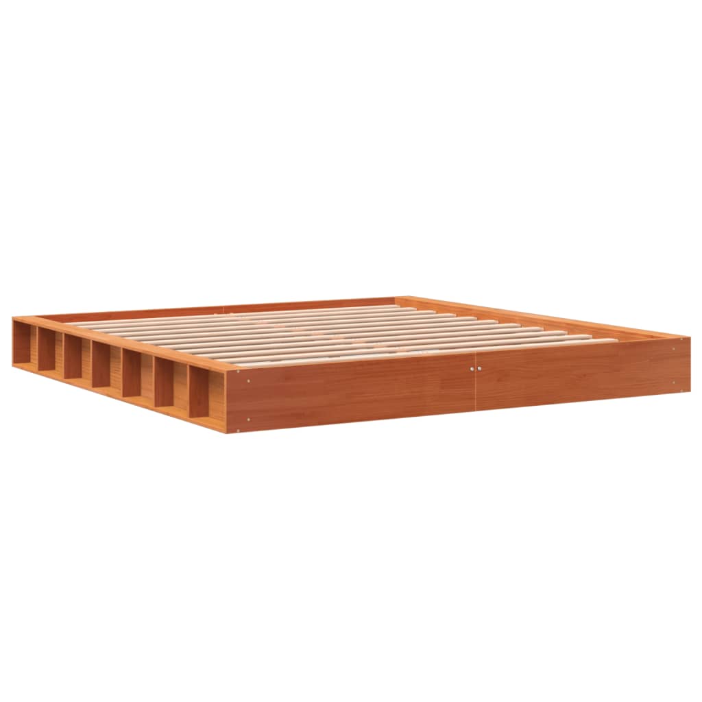 Cadre de lit sans matelas cire marron 180x200cm bois pin massif