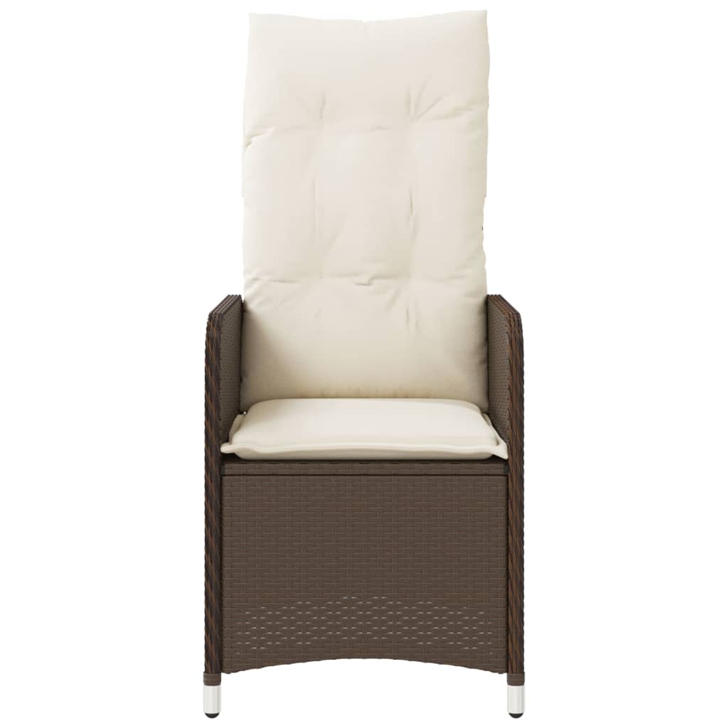 Chaise inclinable de jardin avec coussins marron résine tressée