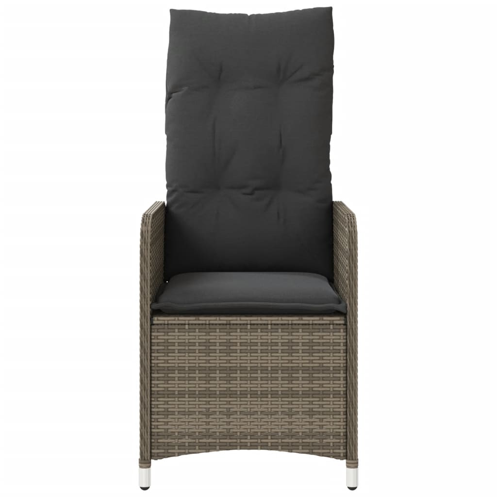 Chaise inclinable de jardin avec coussins gris résine tressée