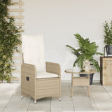 Chaise inclinable de jardin avec coussins beige résine tressée