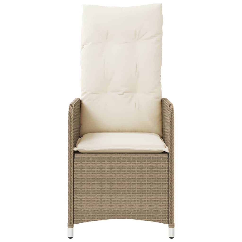 Chaise inclinable de jardin avec coussins beige résine tressée