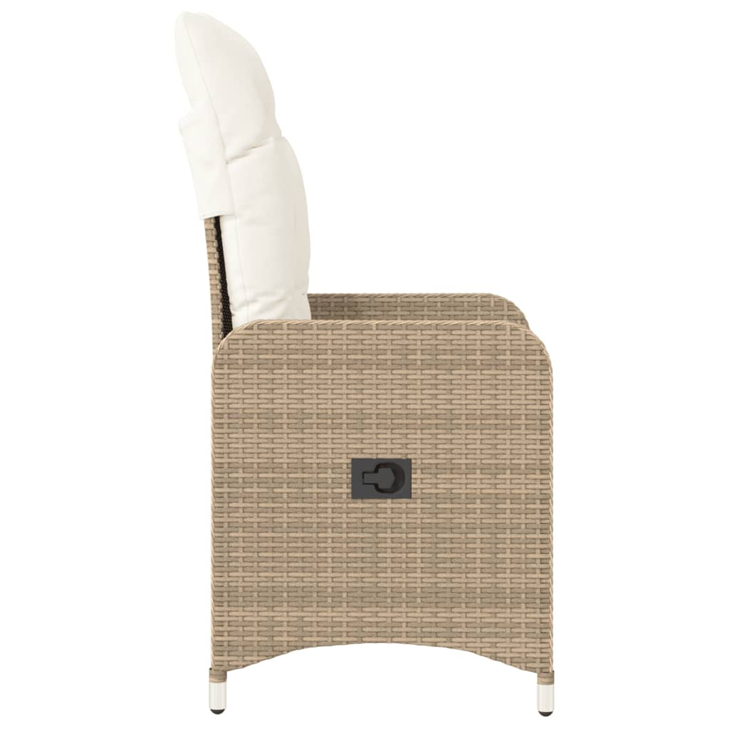 Chaise inclinable de jardin avec coussins beige résine tressée