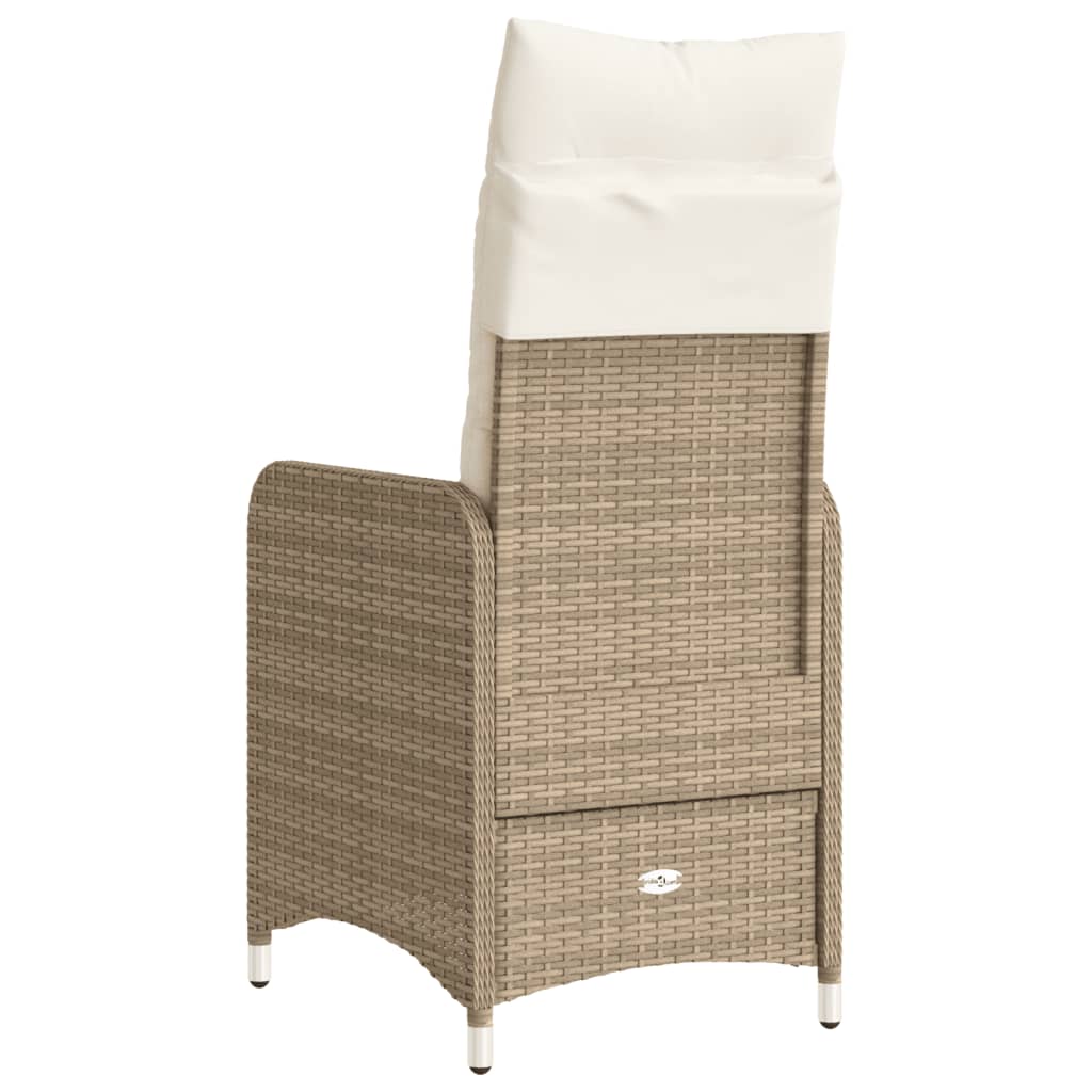 Chaise inclinable de jardin avec coussins beige résine tressée