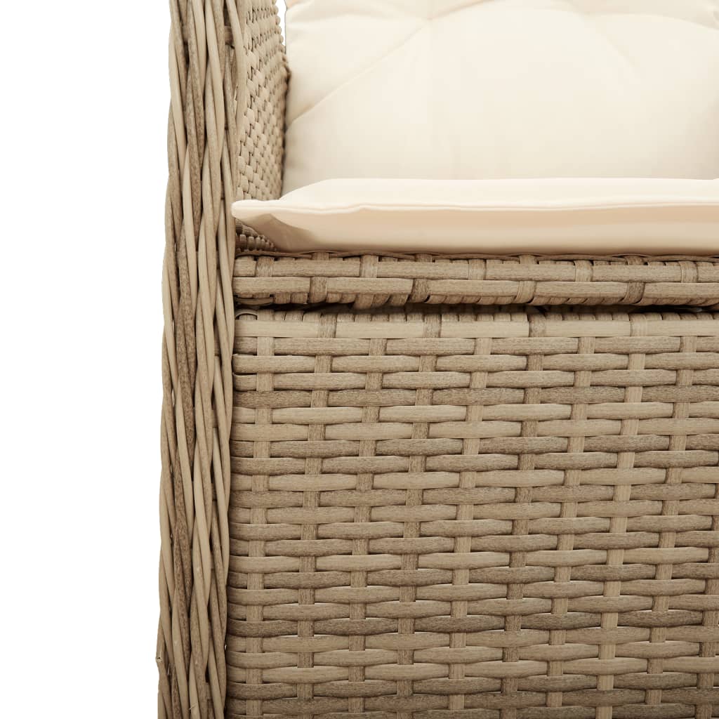 Chaise inclinable de jardin avec coussins beige résine tressée