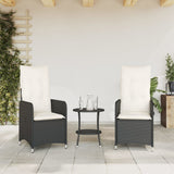 Chaises inclinables de jardin lot de 2 et coussins noir rotin