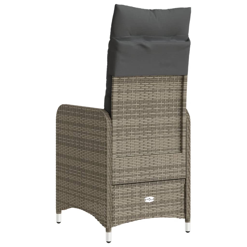 Chaises inclinables de jardin lot de 2 et coussins gris rotin