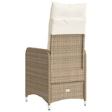 Chaises inclinables de jardin lot de 2 et coussins beige rotin