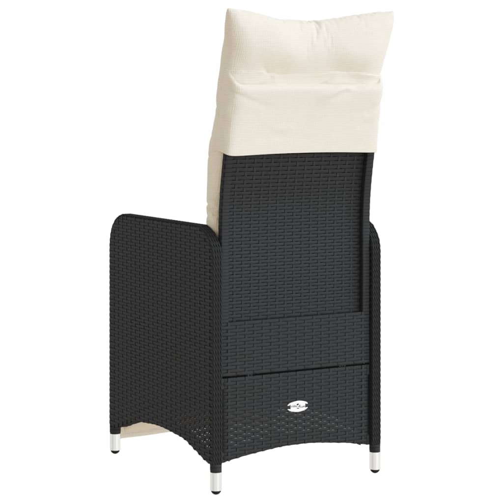 Chaise inclinable de jardin avec coussins noir résine tressée