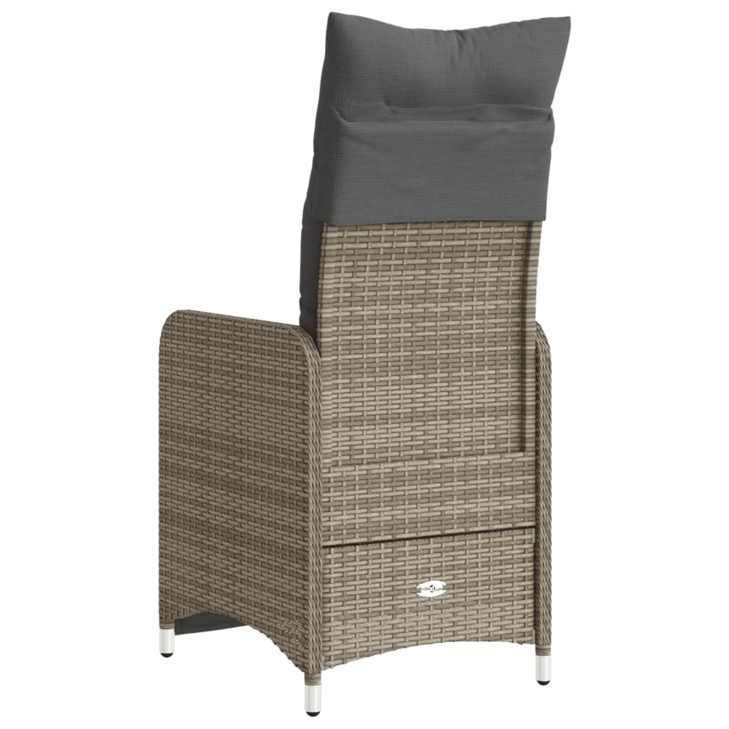 Chaise inclinable de jardin avec coussins gris résine tressée