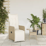 Chaise inclinable de jardin avec coussins beige résine tressée