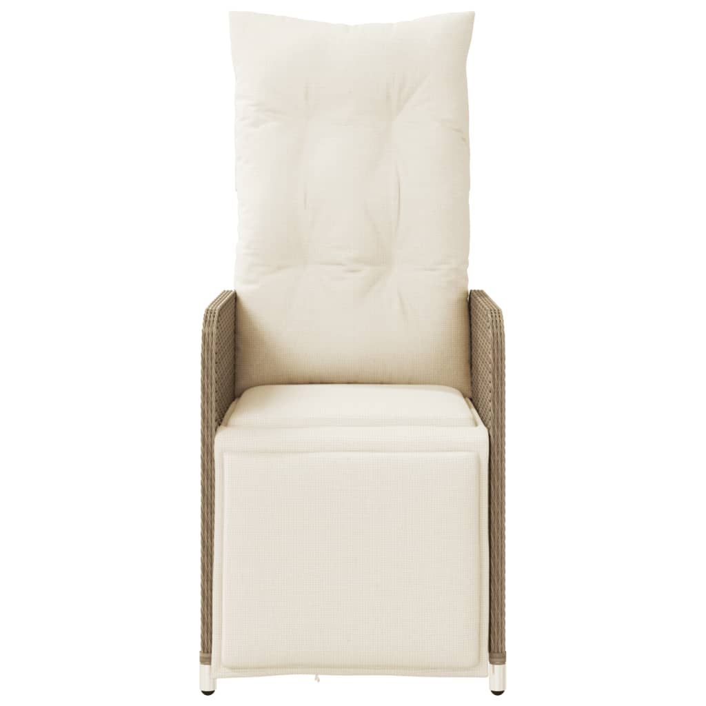 Chaise inclinable de jardin avec coussins beige résine tressée