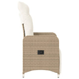 Chaise inclinable de jardin avec coussins beige résine tressée