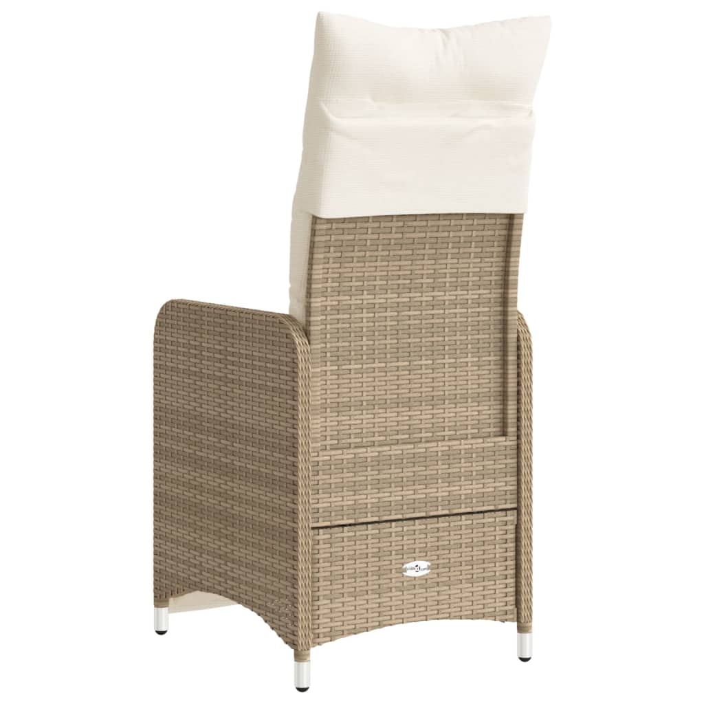 Chaise inclinable de jardin avec coussins beige résine tressée