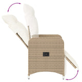 Chaise inclinable de jardin avec coussins beige résine tressée