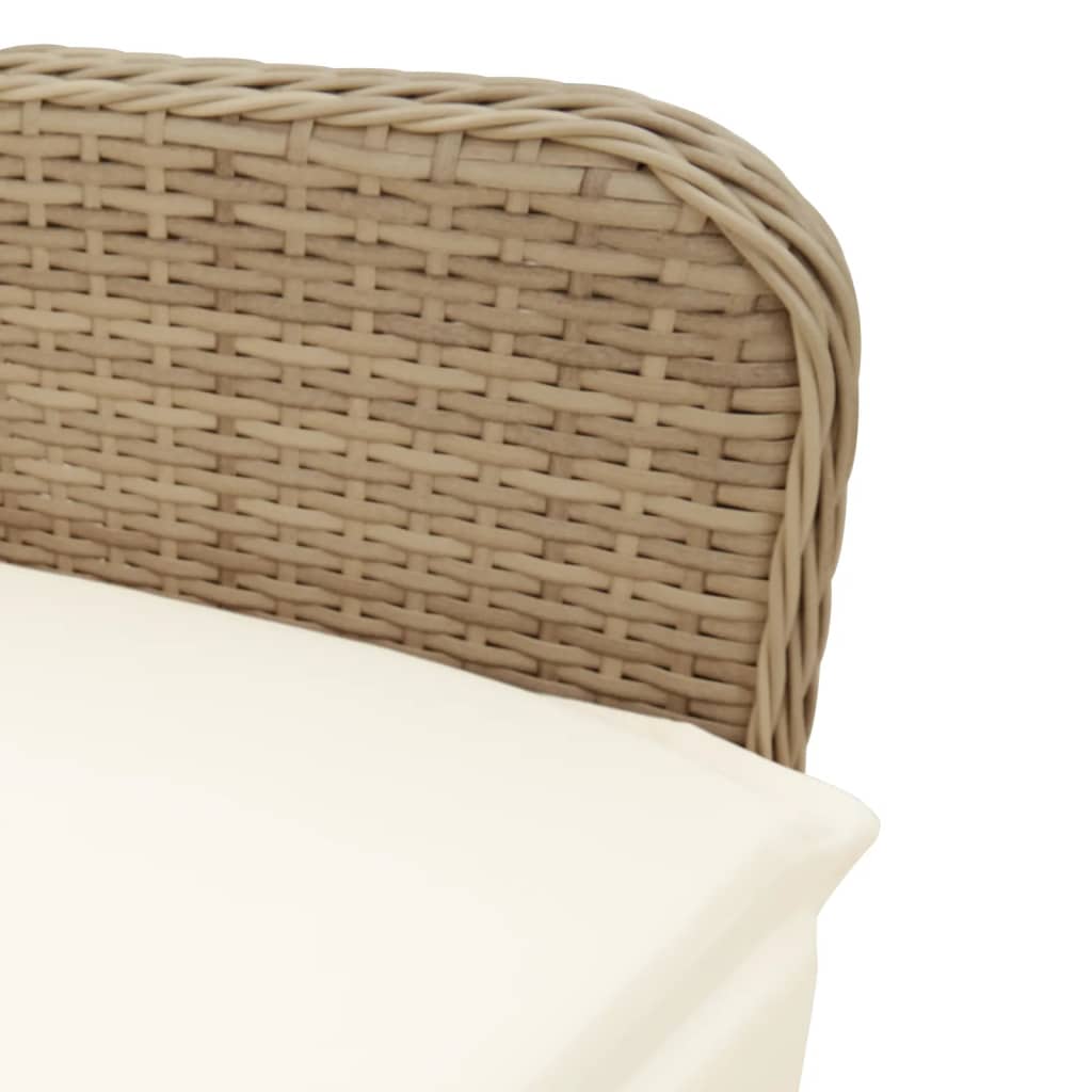 Chaise inclinable de jardin avec coussins beige résine tressée