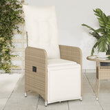 Chaise inclinable de jardin avec coussins beige résine tressée