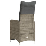 Chaises inclinables de jardin lot de 2 et coussins gris rotin