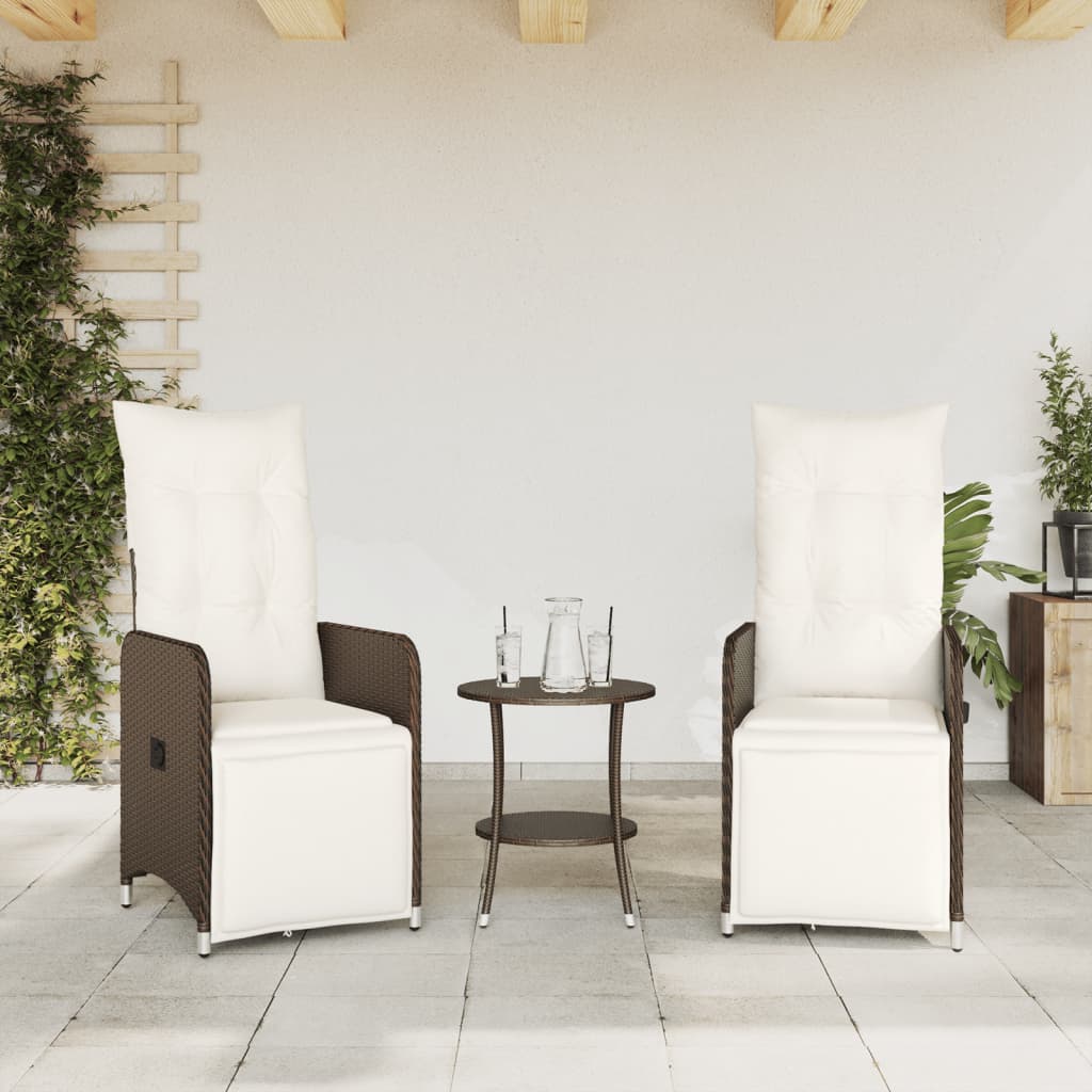 Chaises de jardin inclinables lot de 2 et table résine tressée