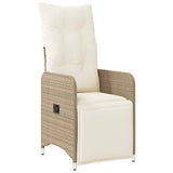 Chaises inclinables de jardin lot de 2 avec table beige rotin