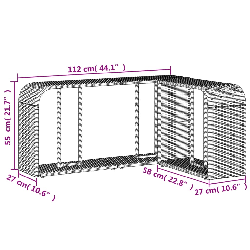 Étagères de rangement 2 pcs noir résine tressée