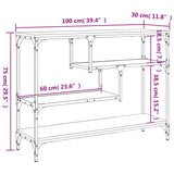 Table console chêne sonoma 100x30x75 cm bois d'ingénierie