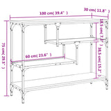 Table console sonoma gris 100x30x75 cm bois d'ingénierie