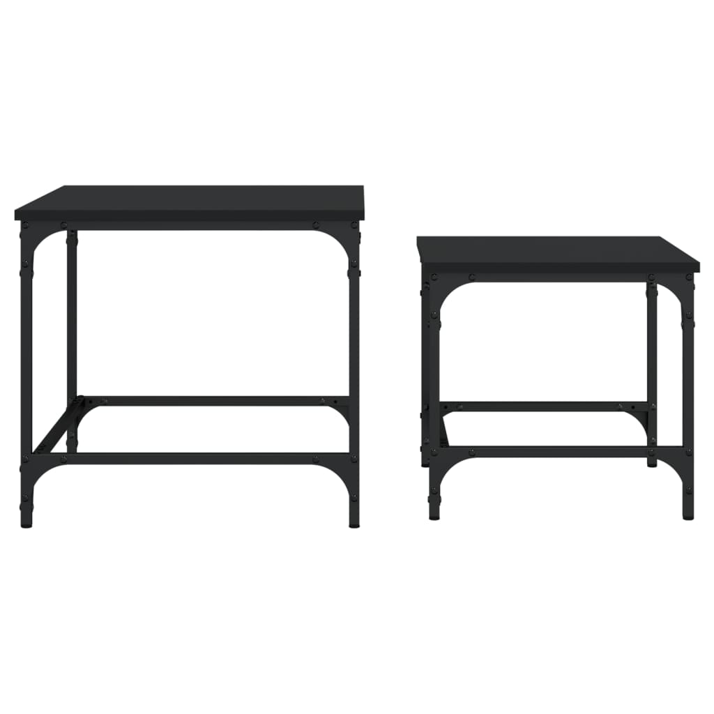 Tables basses gigognes 2 pcs noir bois d'ingénierie