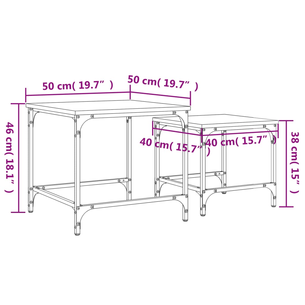 Tables basses gigognes 2 pcs chêne sonoma bois d'ingénierie