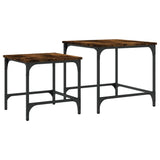 Tables basses gigognes 2 pcs chêne fumé bois d'ingénierie