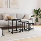 3 pcs nesting coffee tables black engineered wood