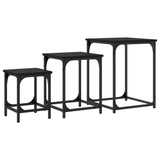 3 pcs nesting coffee tables black engineered wood