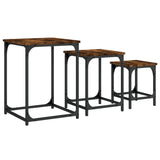 Tables basses gigognes 3 pcs chêne fumé bois d'ingénierie