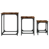 Tables basses gigognes 3 pcs chêne fumé bois d'ingénierie