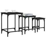 Tables basses gigognes 3 pcs noir bois d'ingénierie