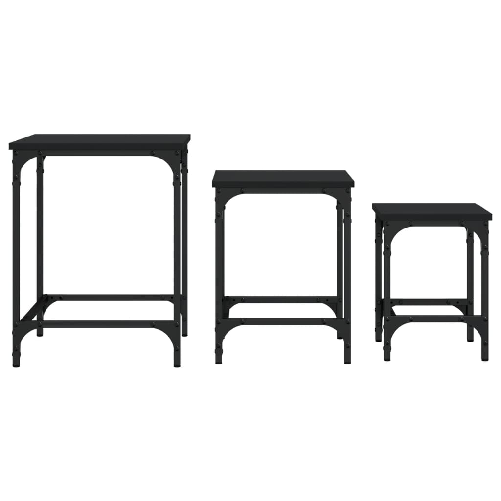 Tables basses gigognes 3 pcs noir bois d'ingénierie