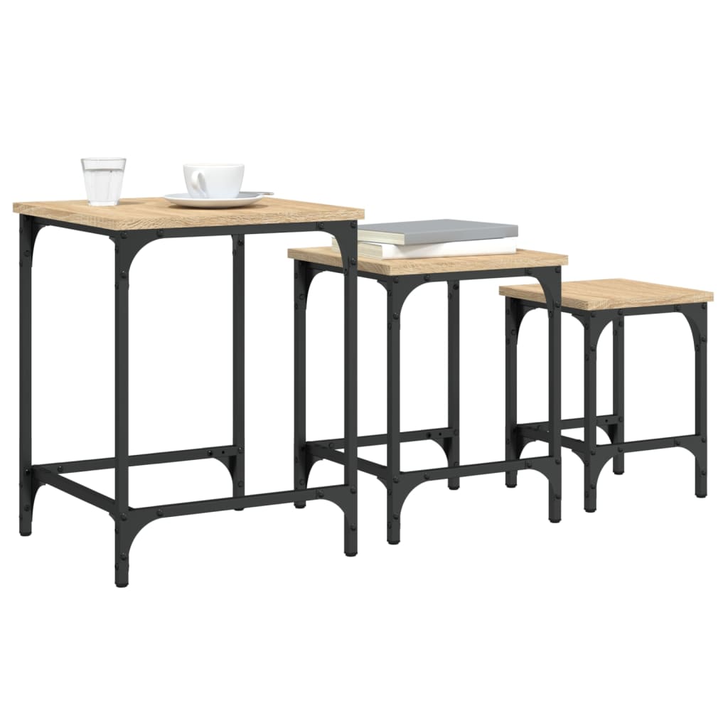 Tables basses gigognes 3 pcs chêne sonoma bois d'ingénierie