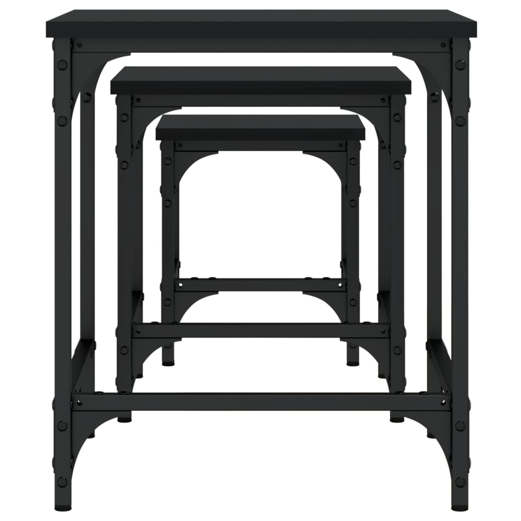 Tables basses gigognes 3 pcs noir bois d'ingénierie