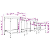 Tables basses gigognes 3 pcs noir bois d'ingénierie