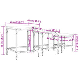 Tables basses gigognes 3 pcs chêne fumé bois d'ingénierie