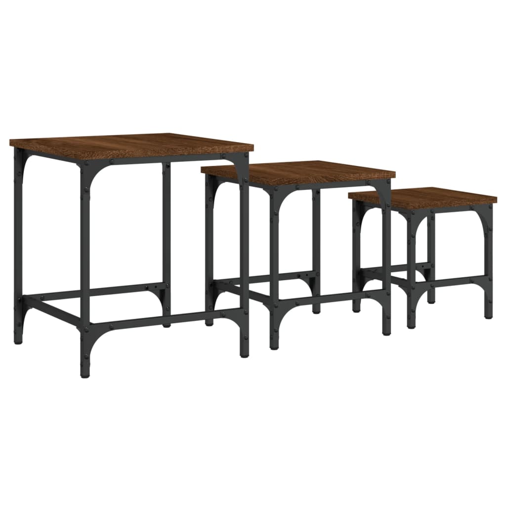 Tables basses gigognes 3 pcs chêne marron bois d'ingénierie