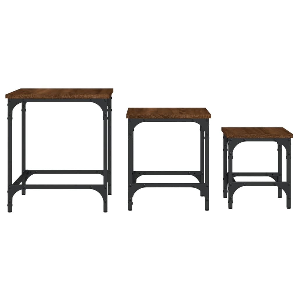 Tables basses gigognes 3 pcs chêne marron bois d'ingénierie