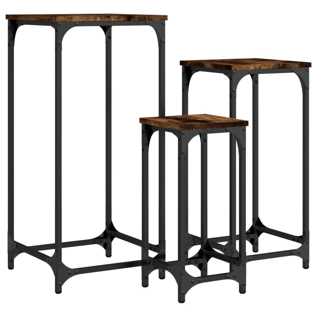 Tables d’appoint gigognes 3 pcs chêne fumé bois d'ingénierie